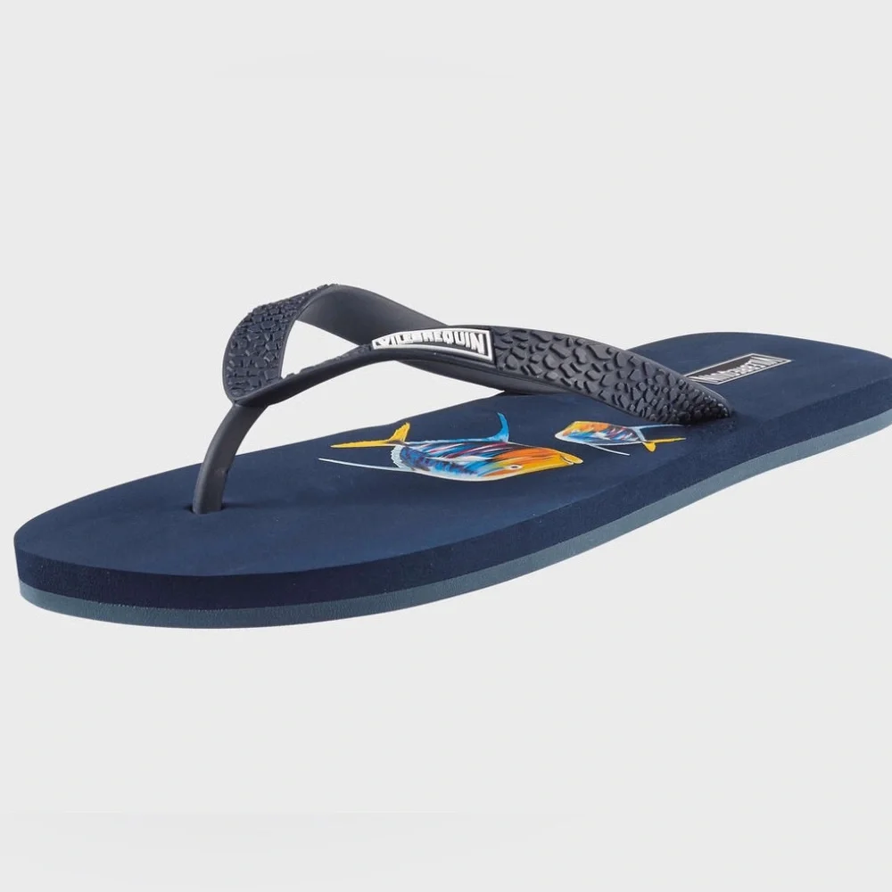 Vilebrequin Men’s Navy Flip Flops piranhas